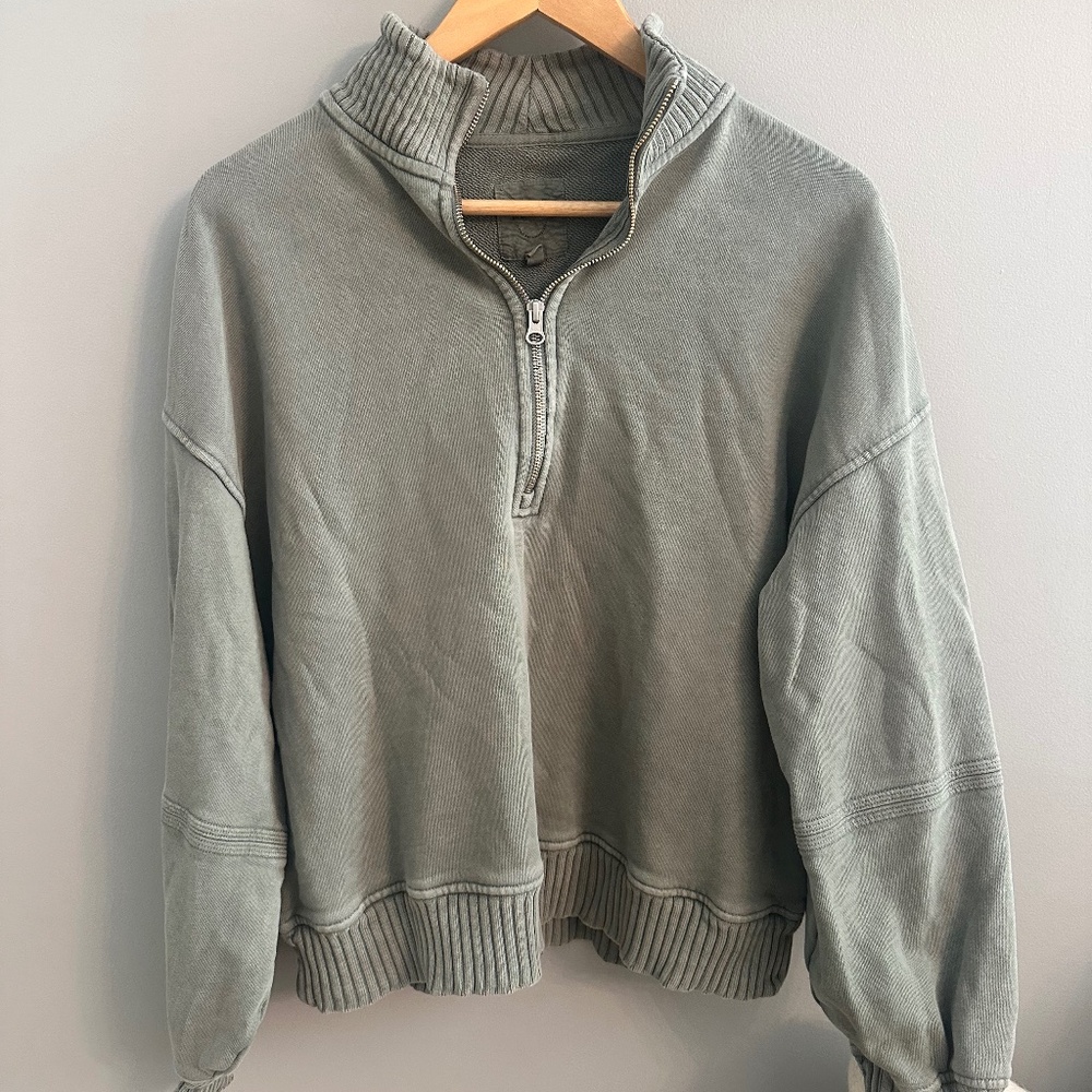 Aerie half zip sage green sweater